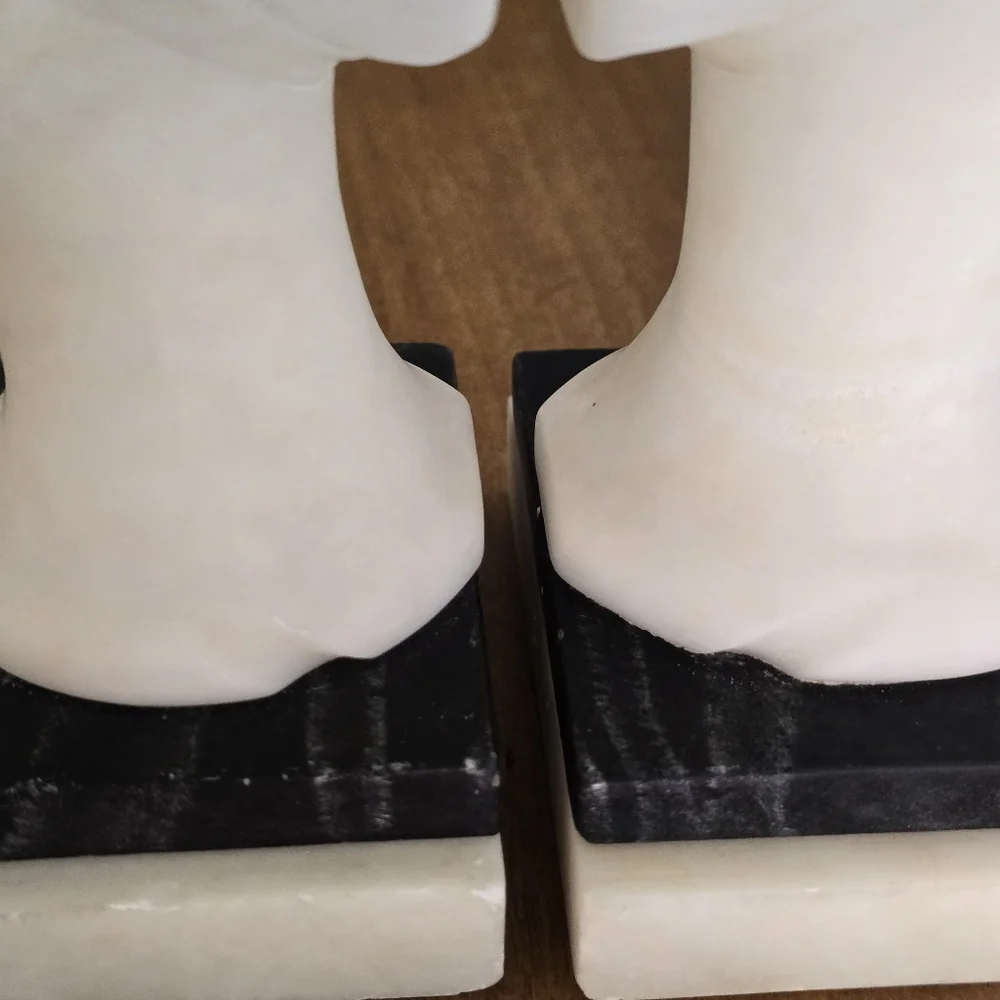 Vintage Italian Alabaster Bust Bookends – Mid Century Modern Shelf Decor” - Picture 10 of 10